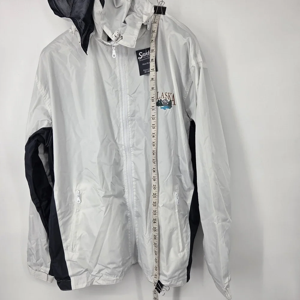NEW Santco Alaska Jacket Mens 2XL White Hooded Windbreaker Water Resistant NWT‎